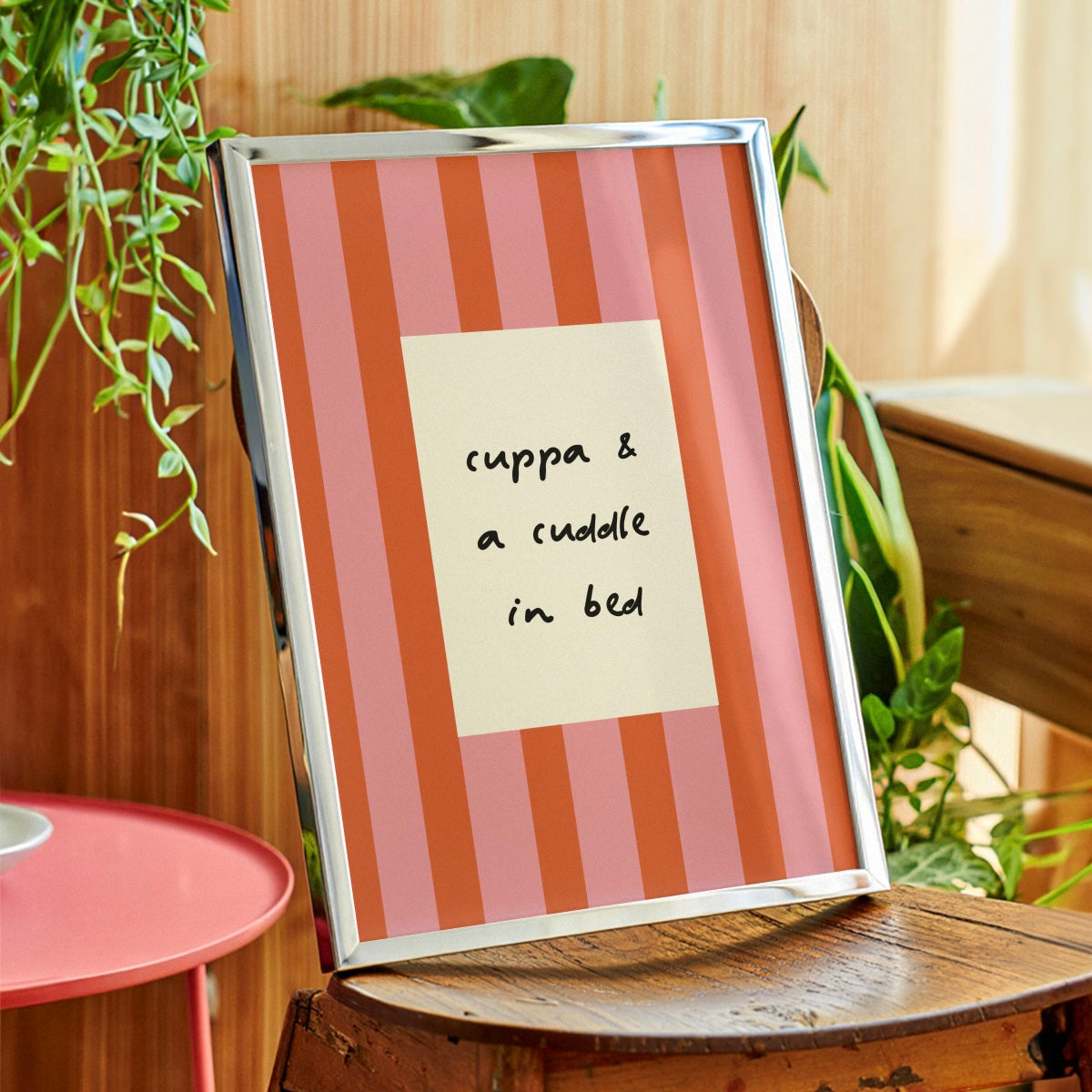 Cuppa & a Cuddle In Bed Print Poster