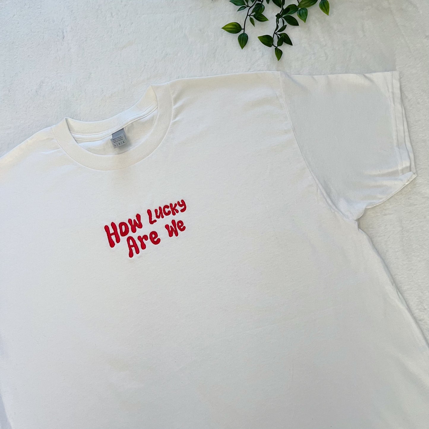 How Lucky Are We Embroidered T-shirt