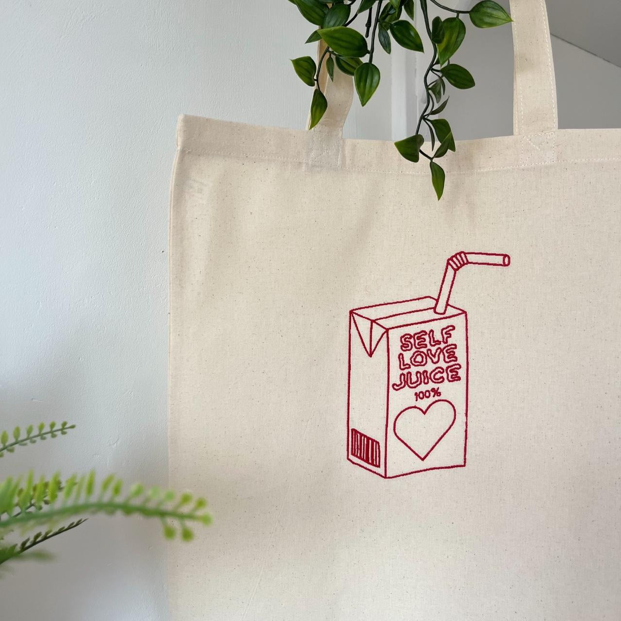 Self Love Juice Embroidered Tote Bag