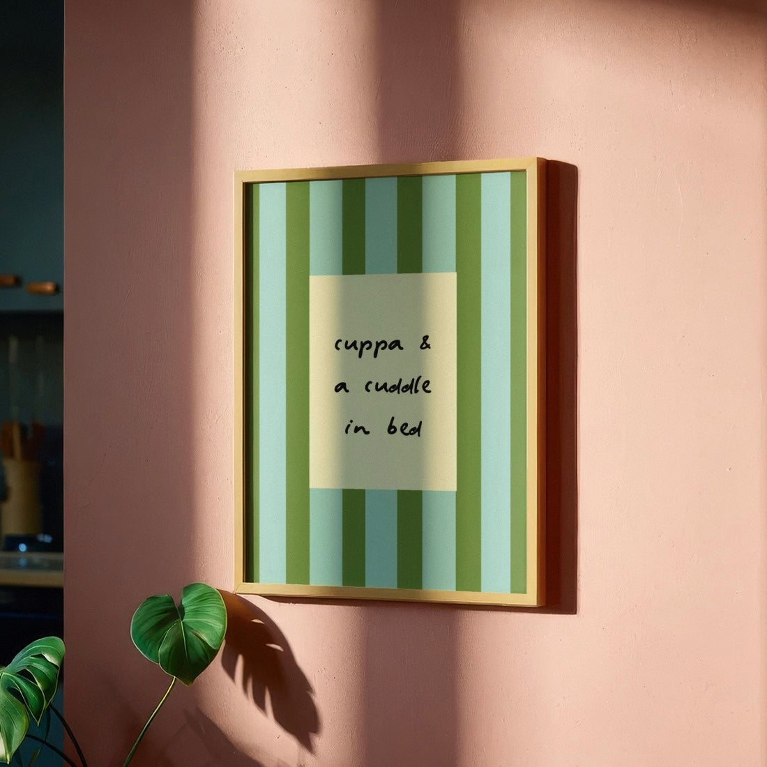 Cuppa & a Cuddle In Bed Print Poster