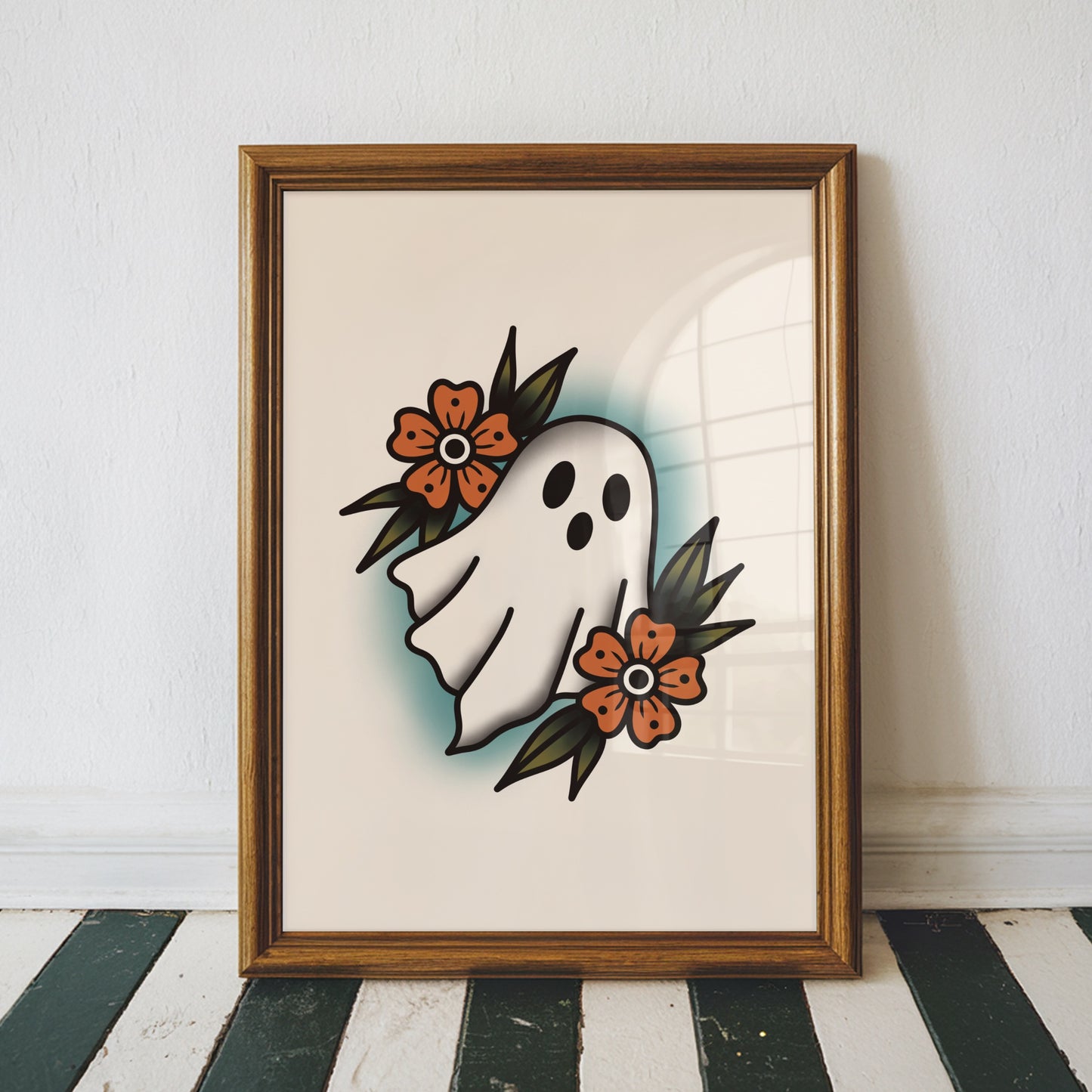 Ghost Traditional Halloween Tattoo Print Poster
