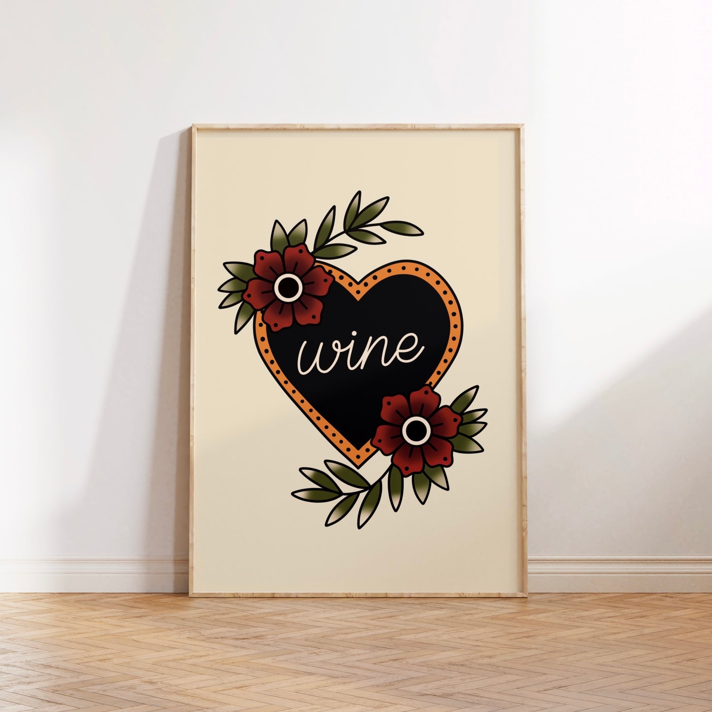 Wine Traditional Tattoo Print Poster
