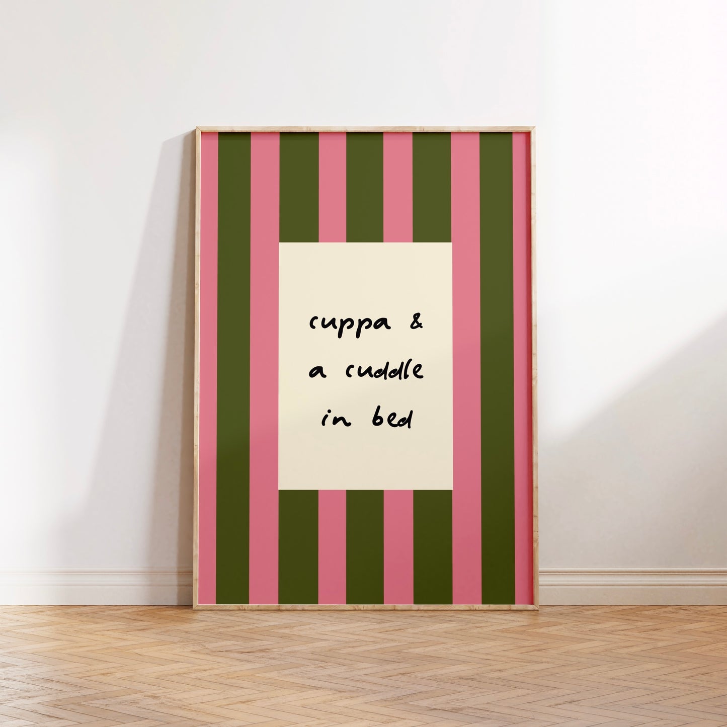 Cuppa & a Cuddle In Bed Print Poster