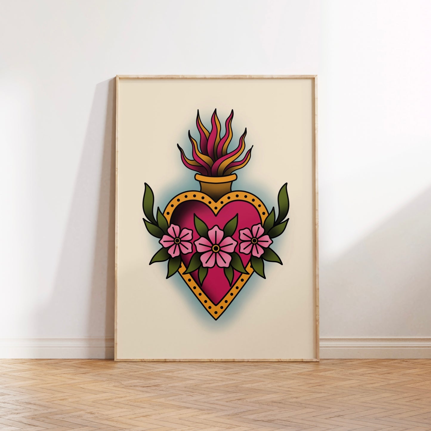 Sacred Heart Traditional Tattoo Print Poster