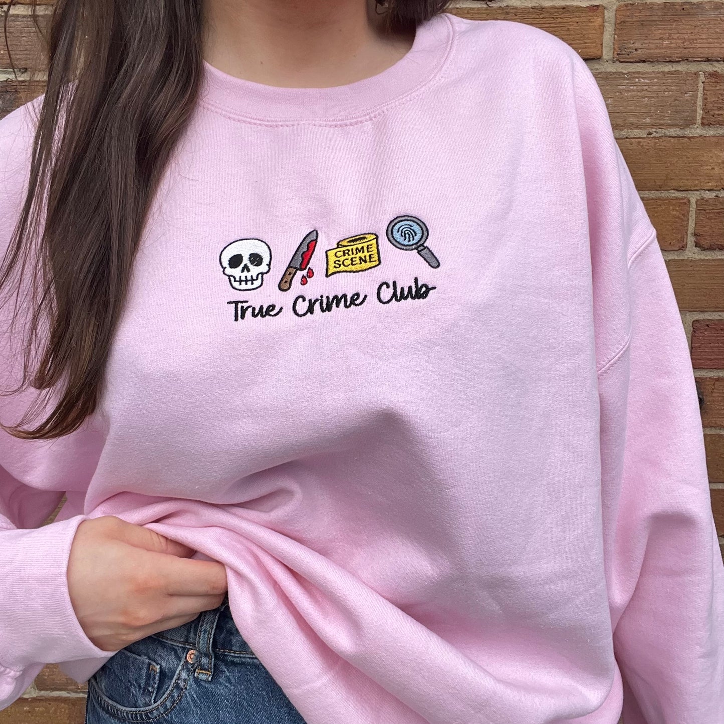 True Crime Halloween Embroidered Crewneck Sweatshirt