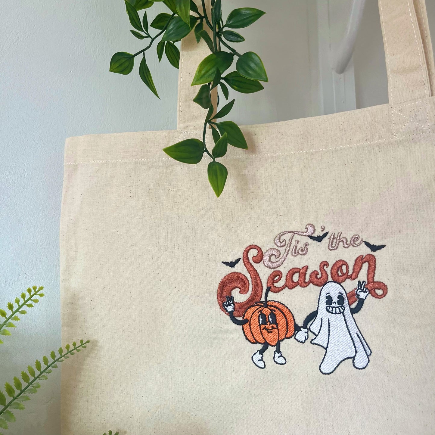 Tis' the Season Halloween Embroidered Tote Bag