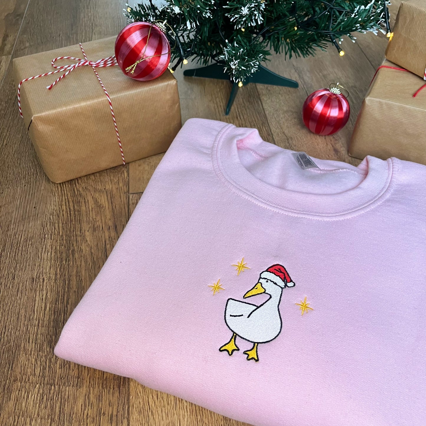 Christmas Santa Goose Embroidered Christmas Jumper