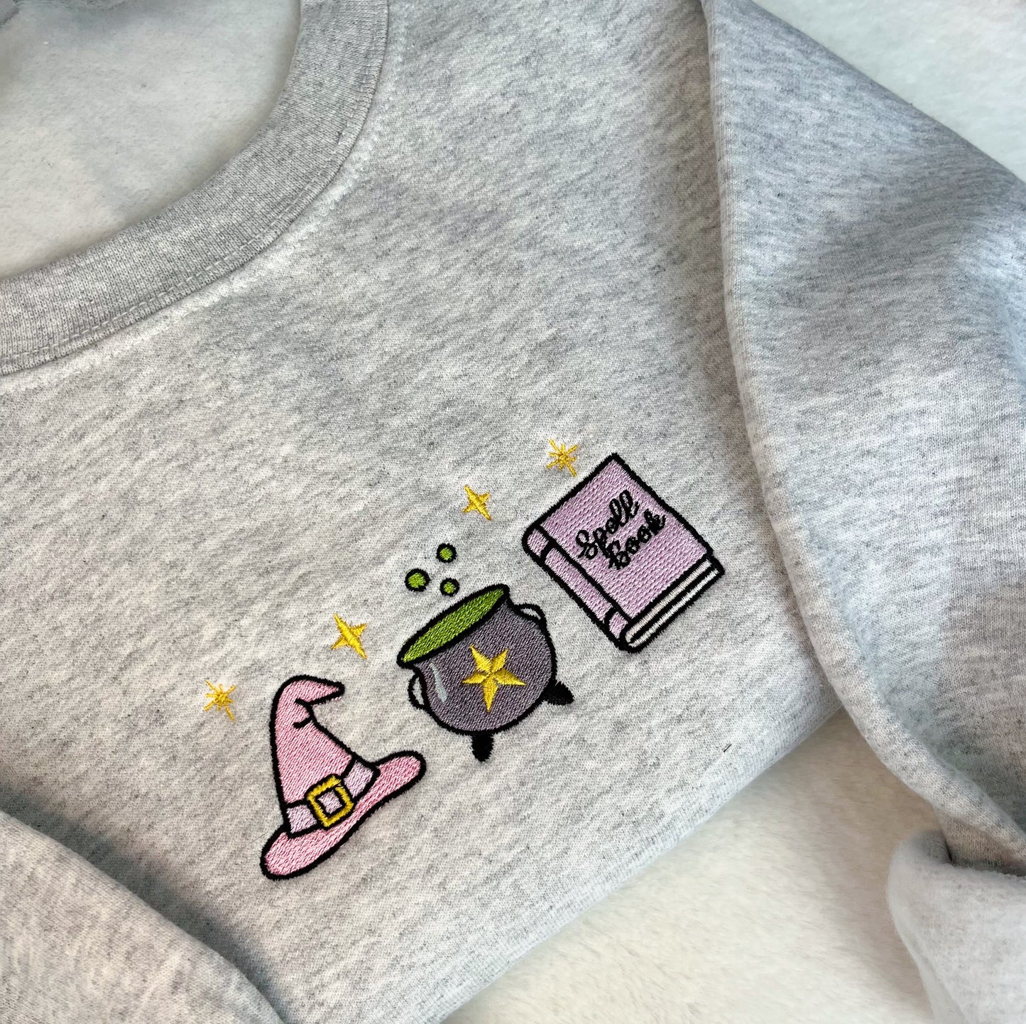 Witches Halloween Embroidered Crewneck Sweatshirt