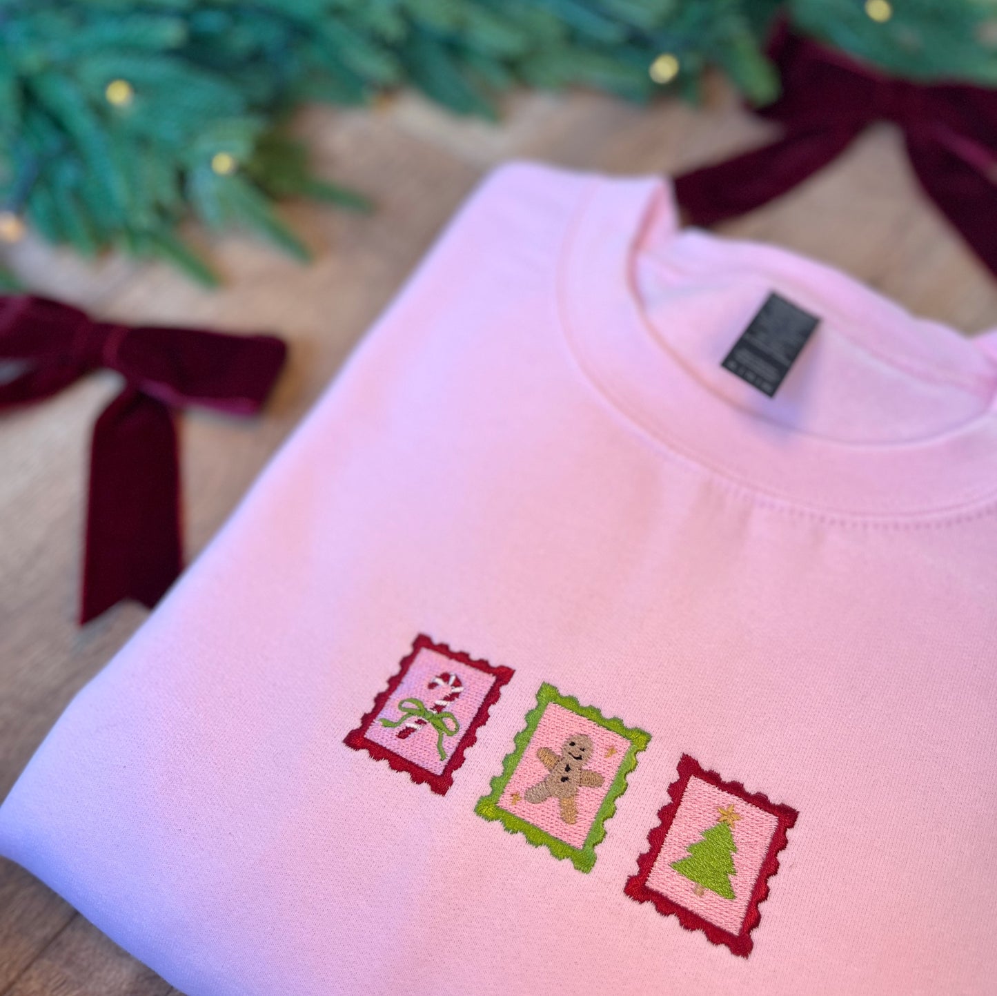 Christmas Stamps Embroidered Christmas Jumper
