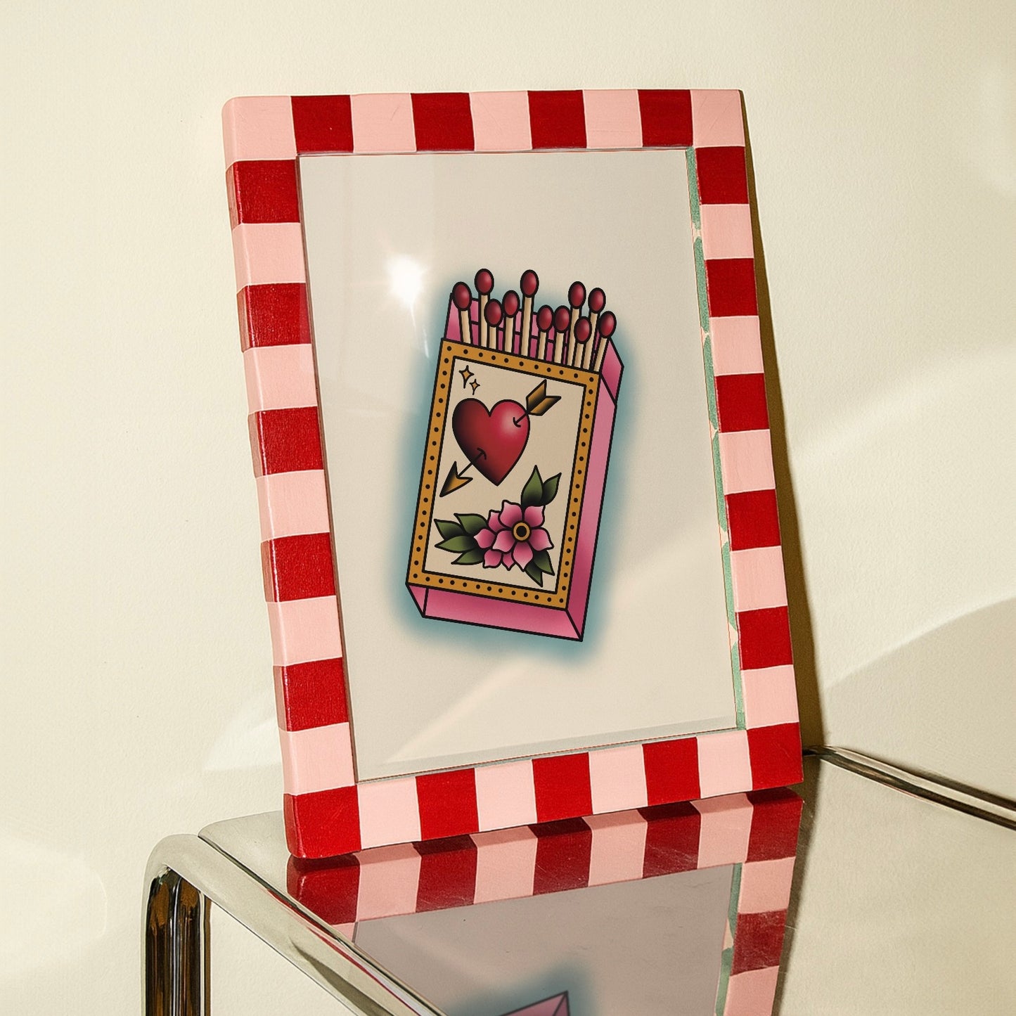 Valentine’s Matchbox Traditional Tattoo Print Poster