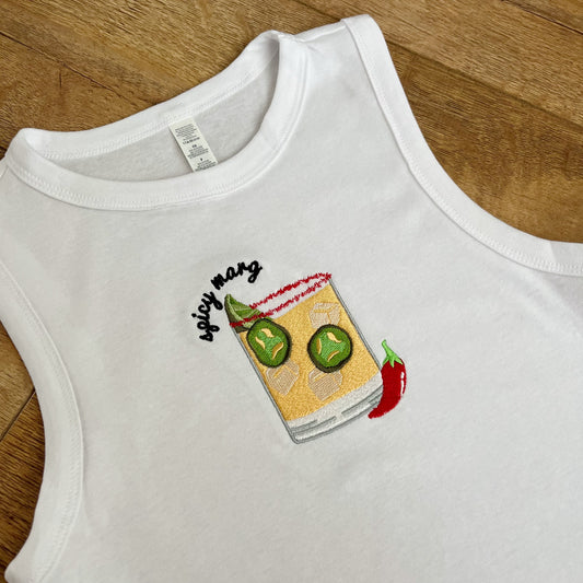 Spicy Marg Cocktail Embroidered Tank Top