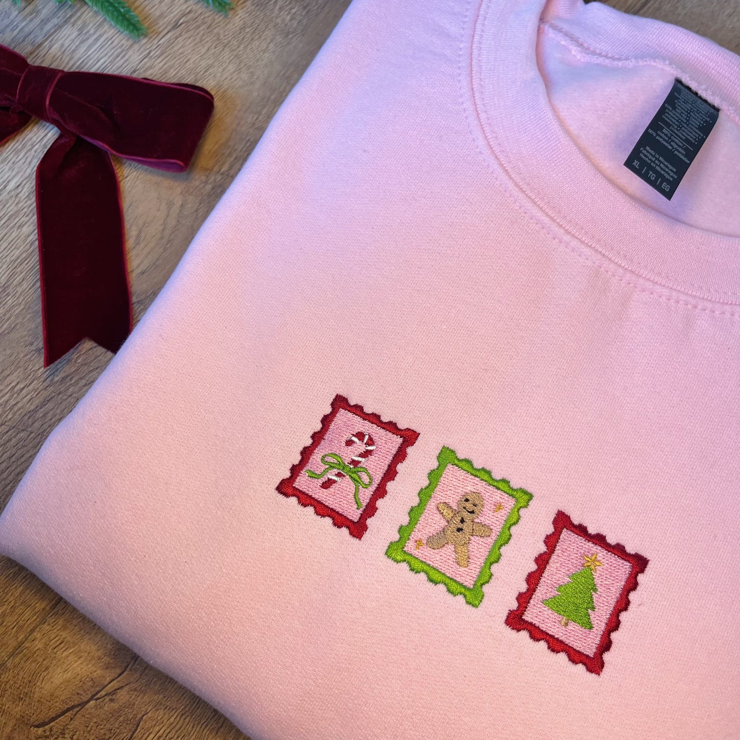 Christmas Stamps Embroidered Christmas Jumper