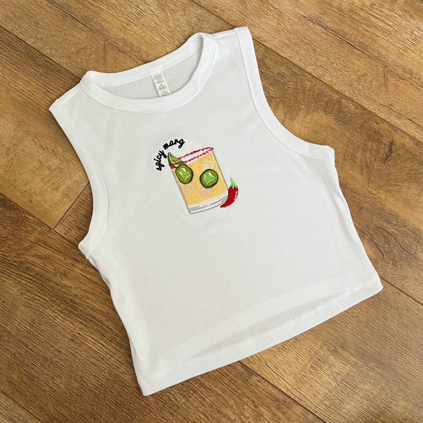 Spicy Marg Cocktail Embroidered Tank Top