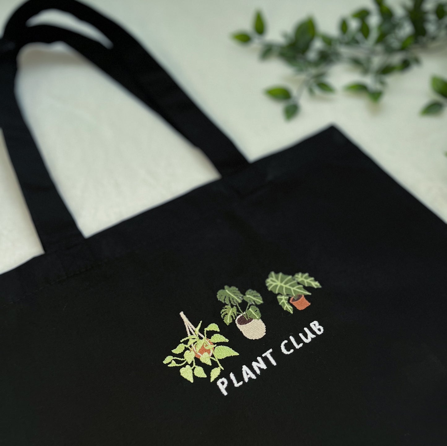 Plant Club Embroidered Tote Bag