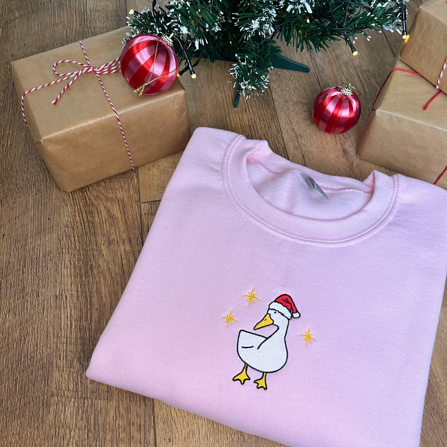 Christmas Santa Goose Embroidered Christmas Jumper
