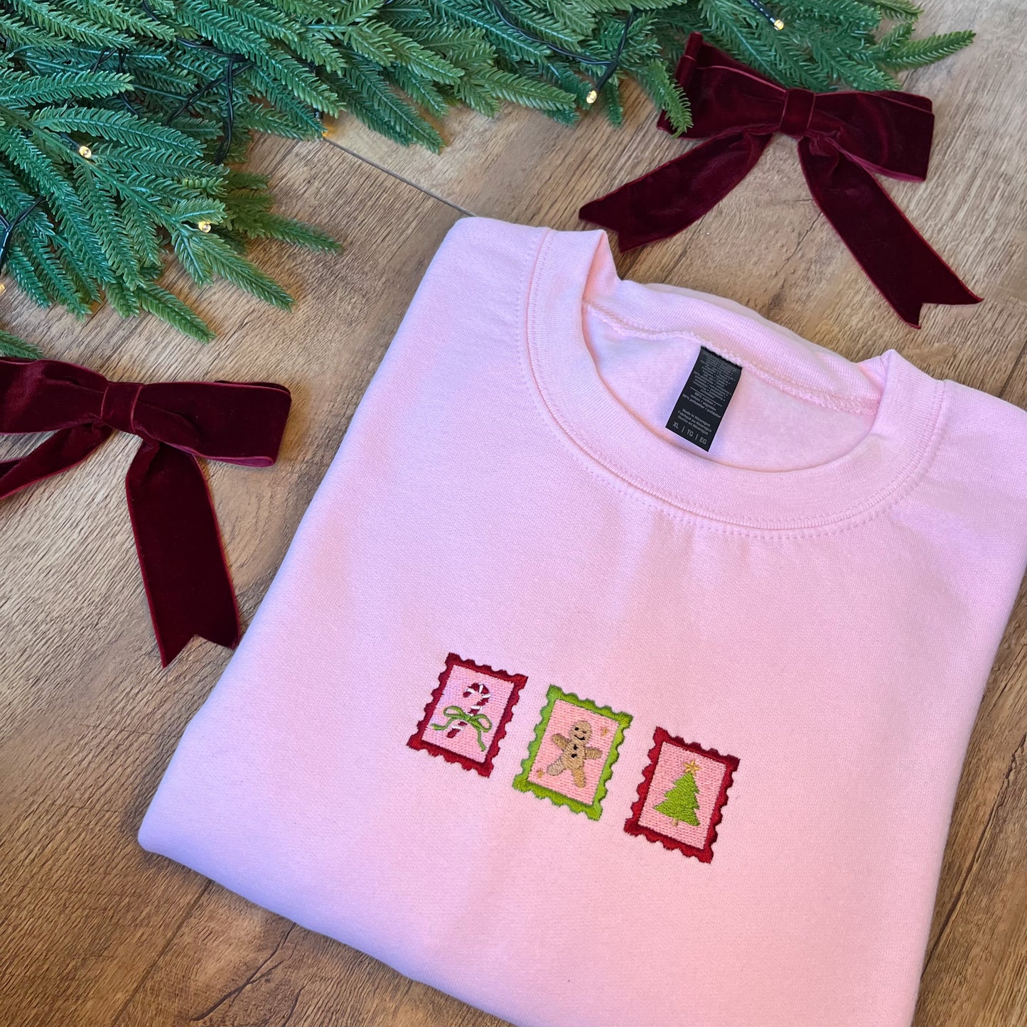 Christmas Stamps Embroidered Christmas Jumper