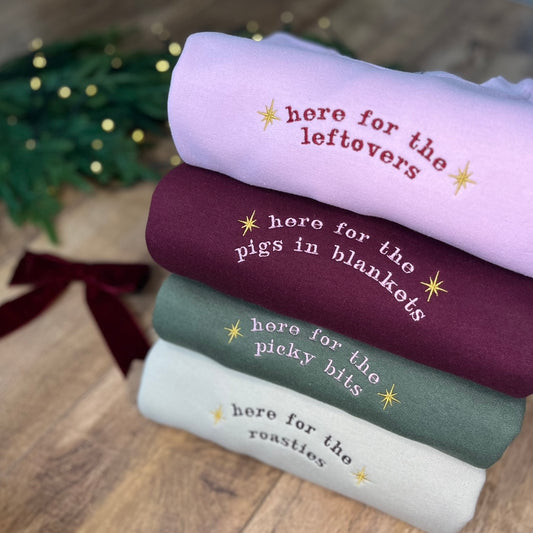 Here for the Pigs in Blankets Custom Embroidered Christmas Jumper