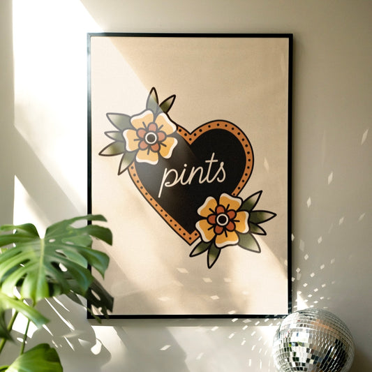 Pints Traditional Tattoo Print Poster