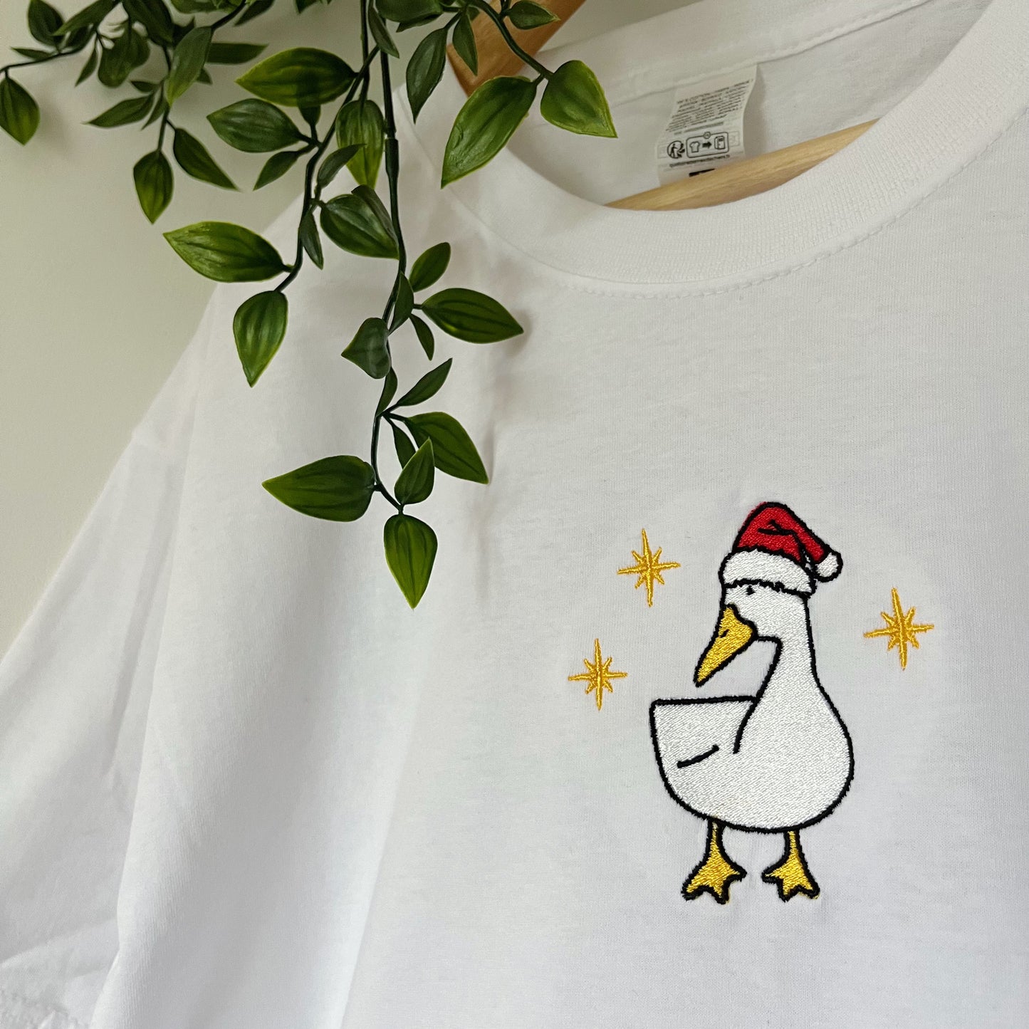 Christmas Santa Goose Embroidered T-shirt