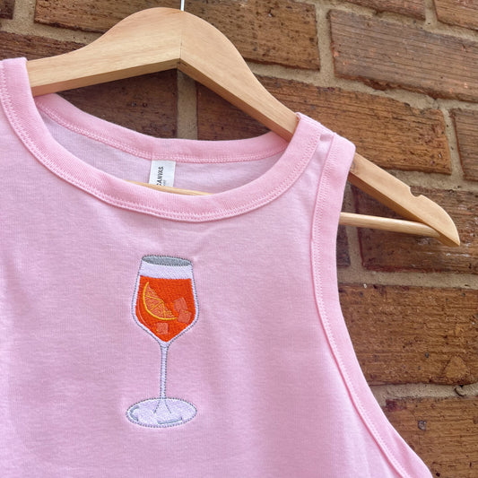 Aperol Spritz Cocktail Embroidered Racer Tank Top