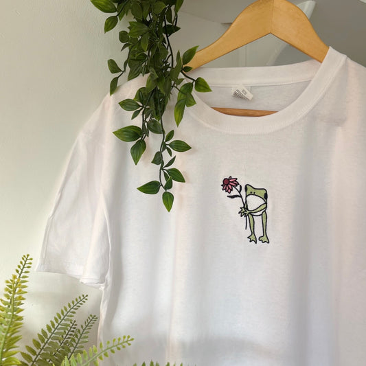 Flower Frog Embroidered T-shirt