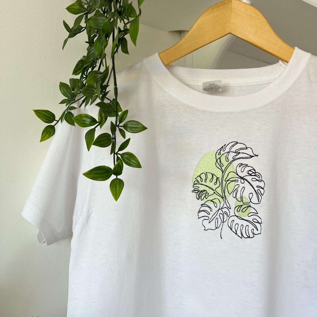 Monstera Plant Embroidered T-shirt