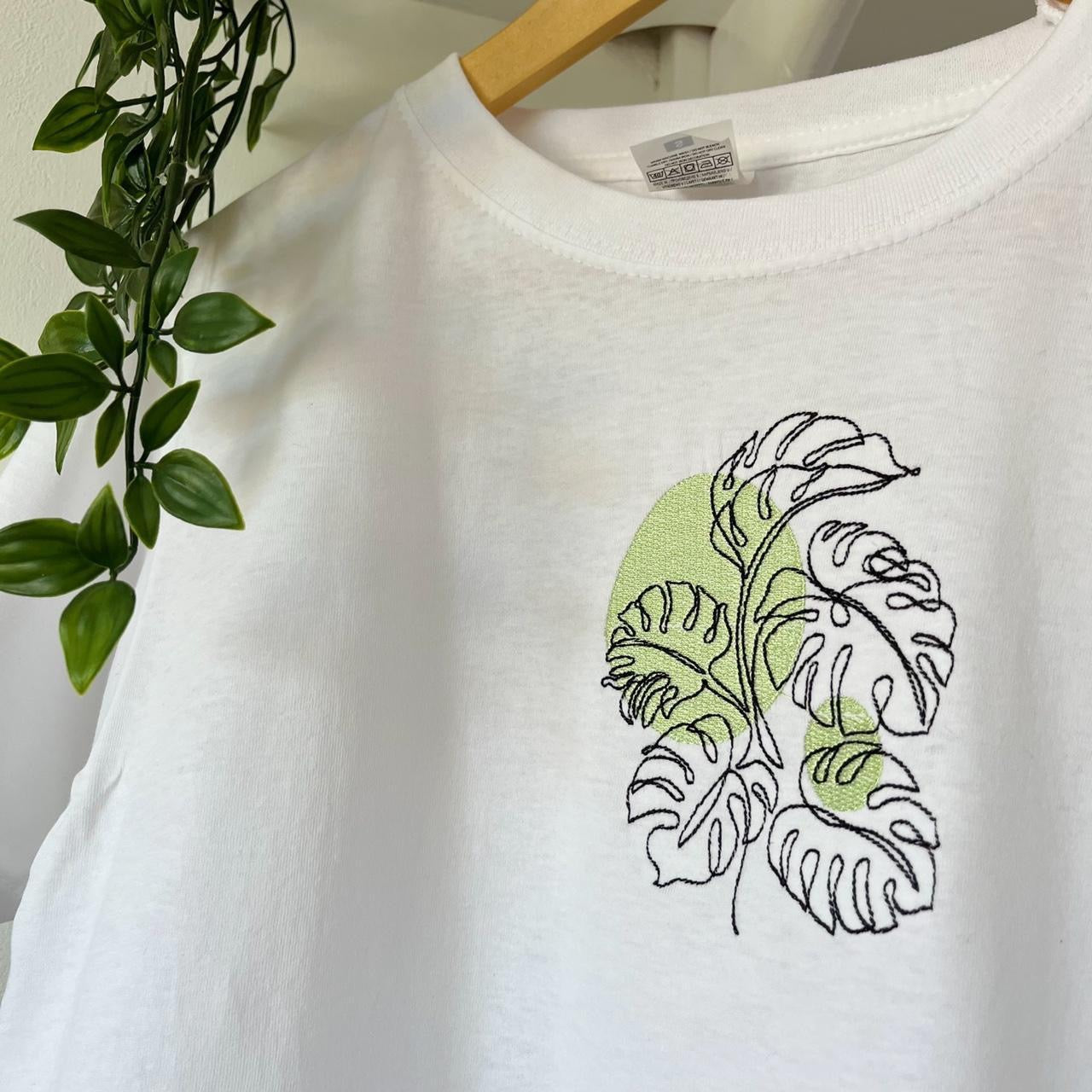 Monstera Plant Embroidered T-shirt