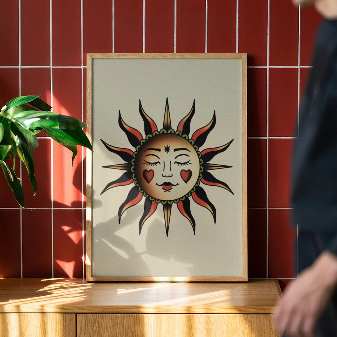 Whimsical Sun Traditional Tattoo Print Poster