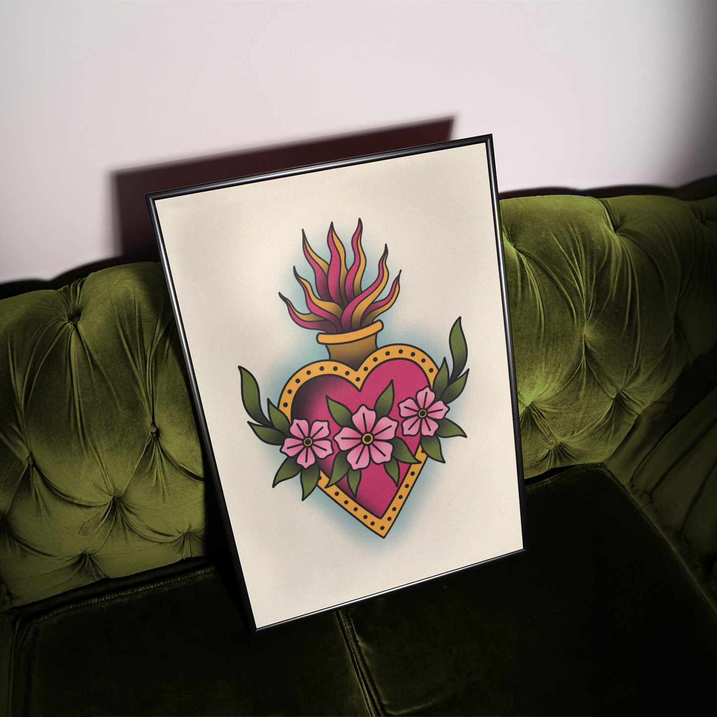 Sacred Heart Traditional Tattoo Print Poster