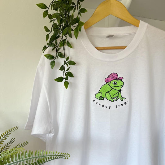 Cowboy Frog Embroidered T-shirt - more colours available