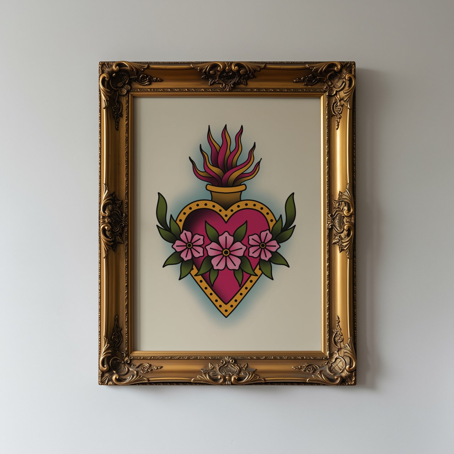 Sacred Heart Traditional Tattoo Print Poster