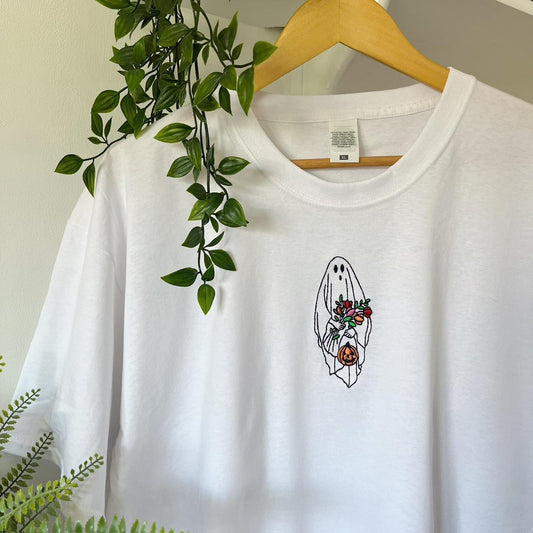 Floral Ghost Embroidered T-shirt