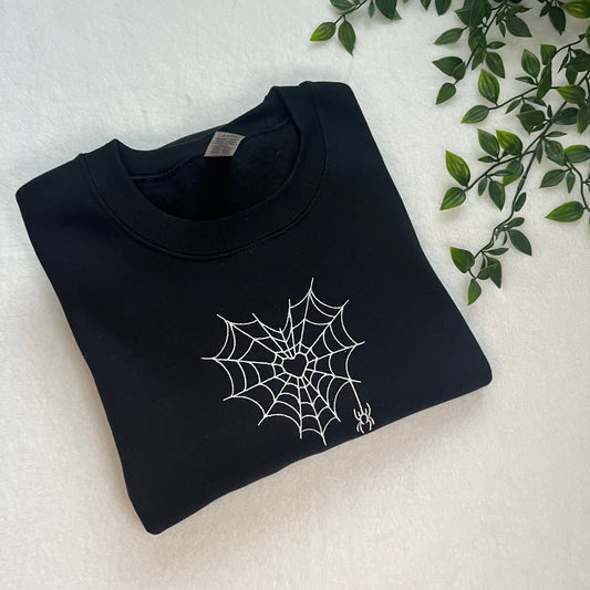 Spiderweb Heart Embroidered Sweatshirt