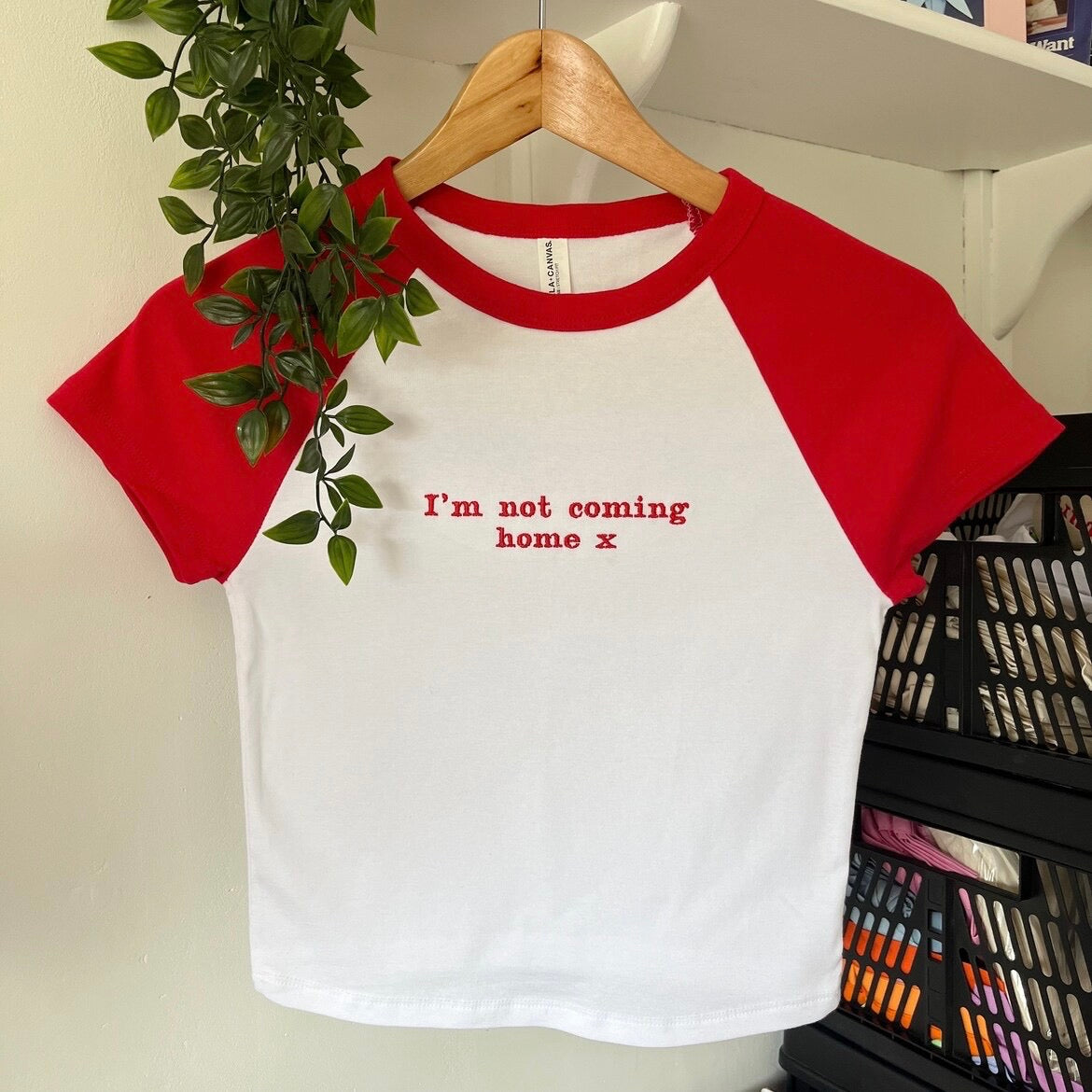 I’m not coming home x Custom Football Embroidered Baby Tee
