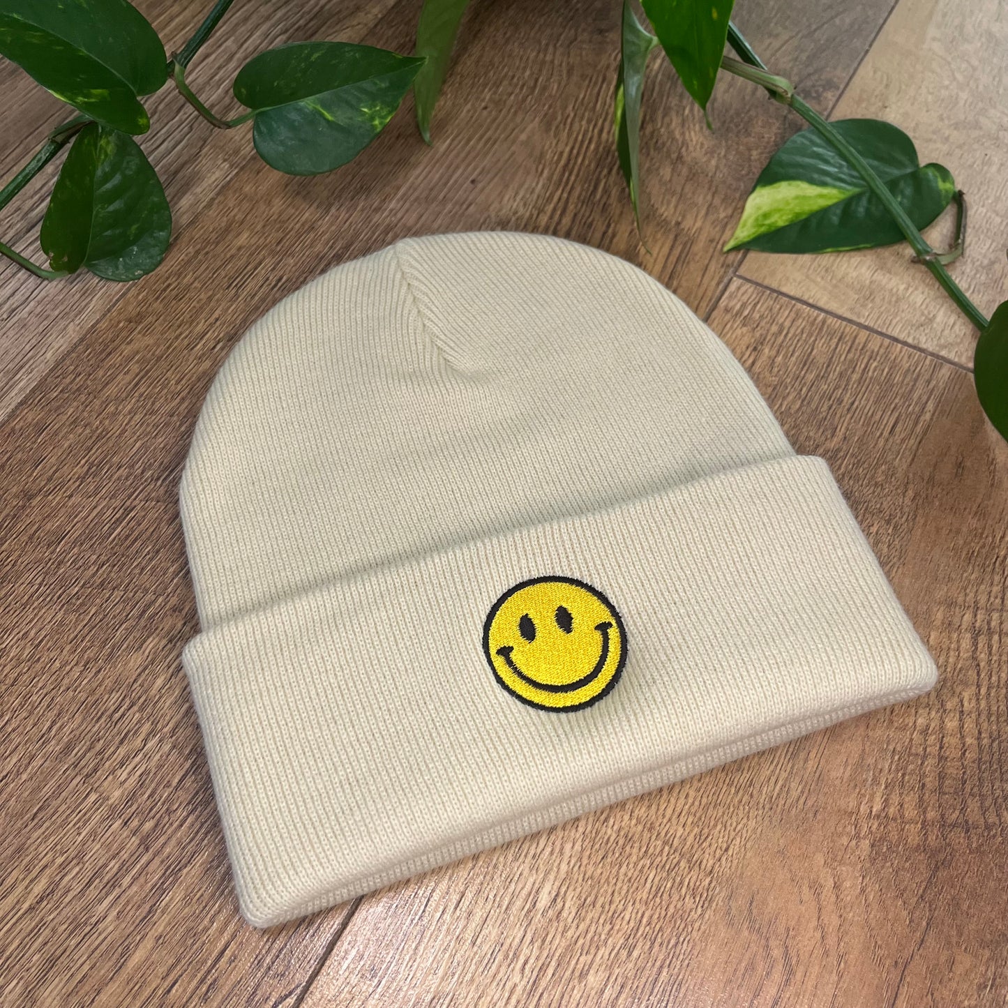 Smiley Face Embroidered Knitted Hat Beanie