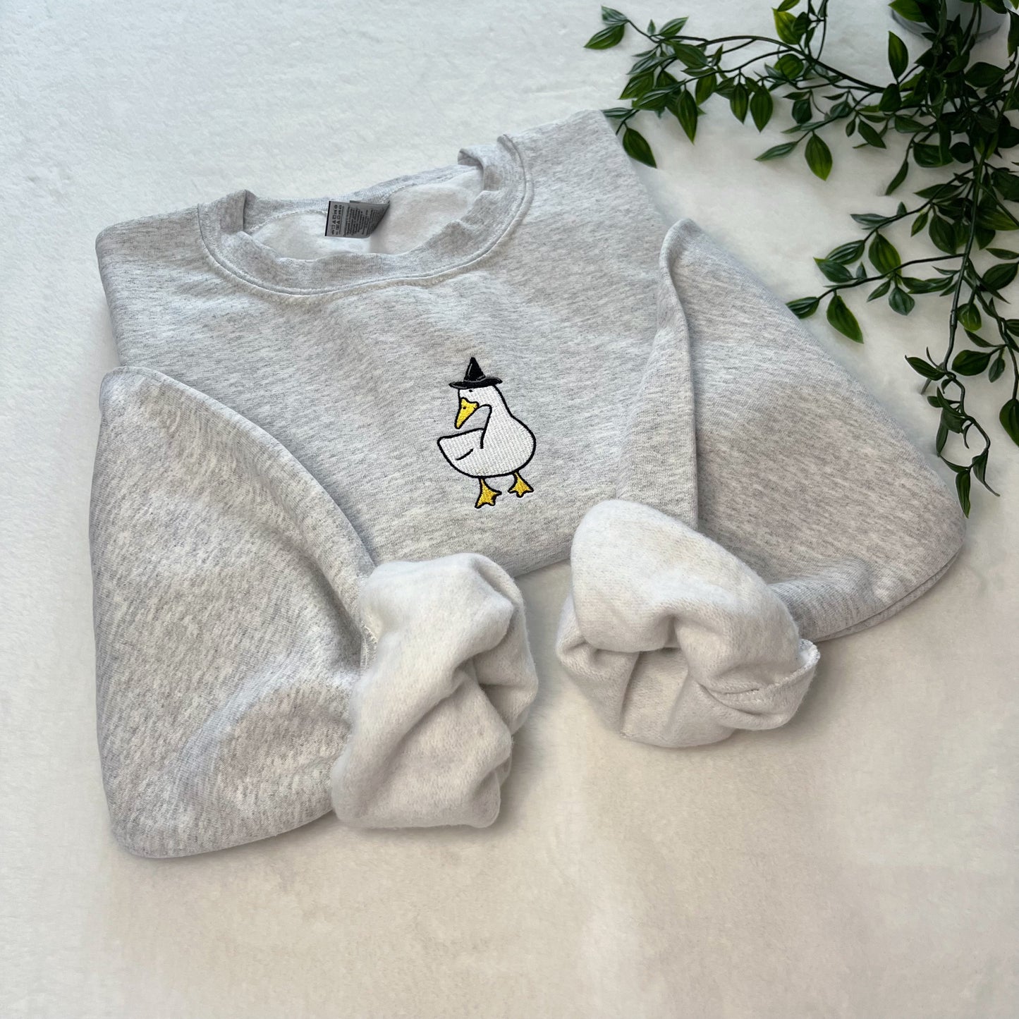 Witch Goose Halloween Embroidered Crewneck Sweatshirt