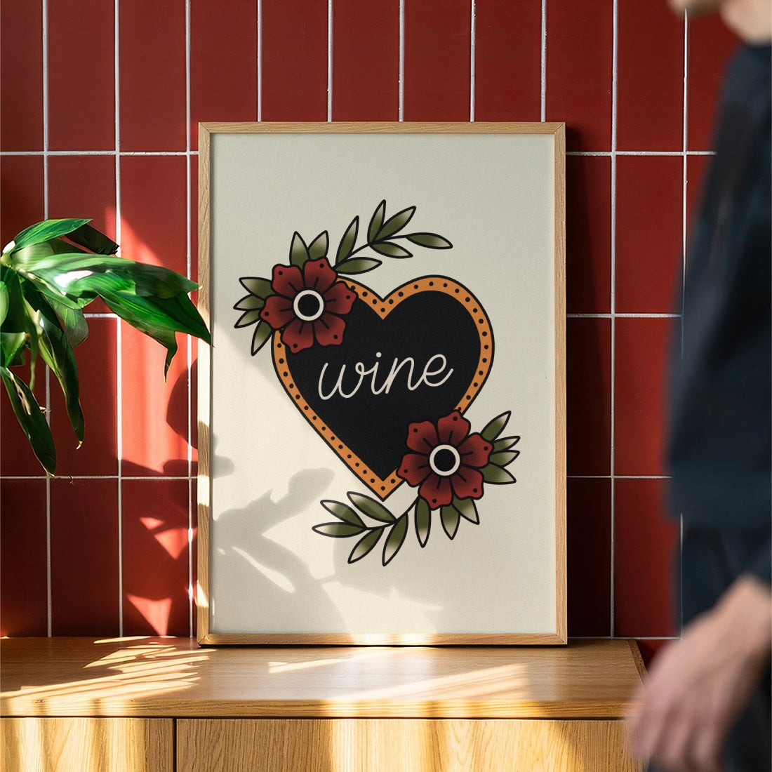 Wine Traditional Tattoo Print Poster