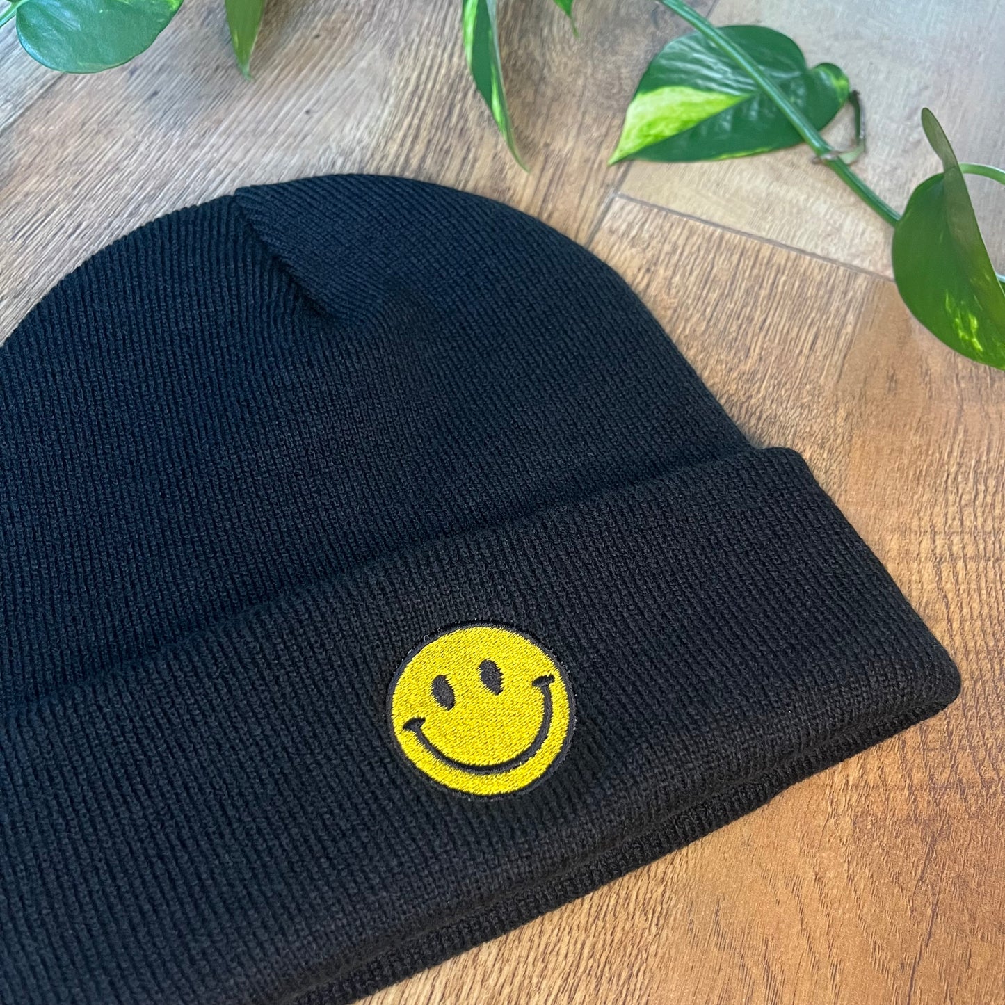 Smiley Face Embroidered Knitted Hat Beanie
