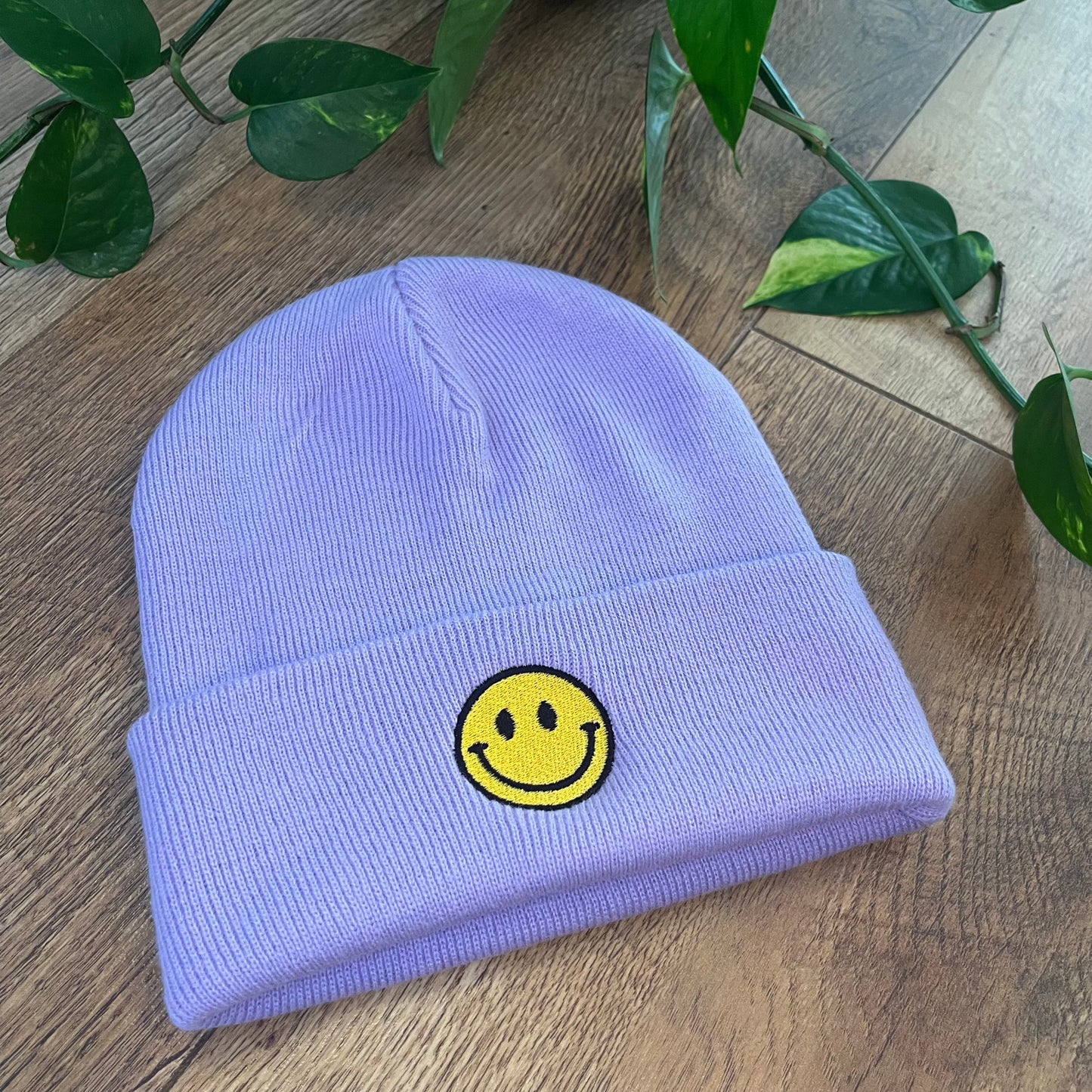 Smiley Face Embroidered Knitted Hat Beanie