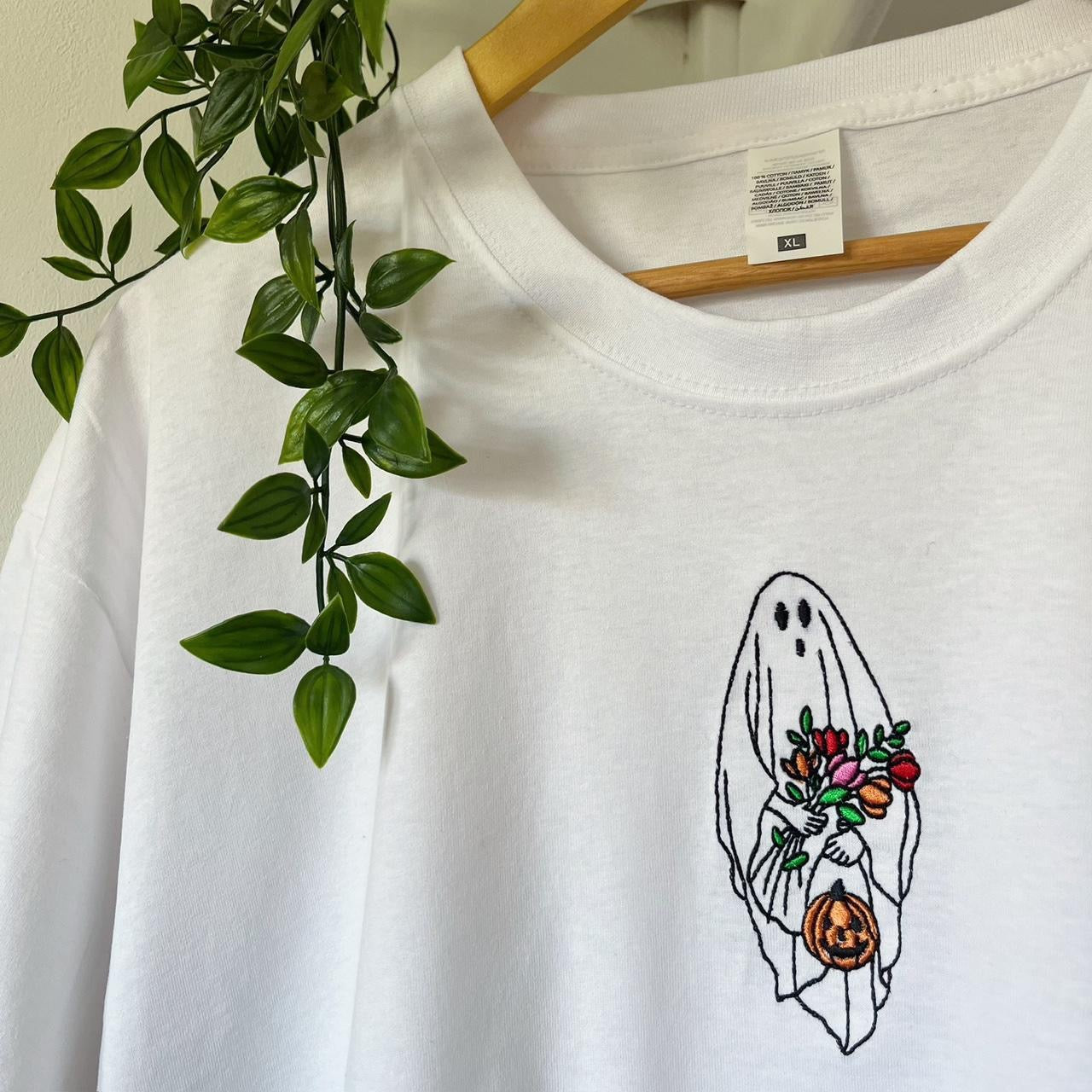 Floral Ghost Embroidered T-shirt