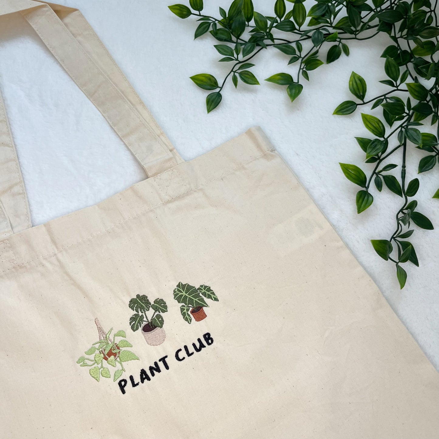 Plant Club Embroidered Tote Bag