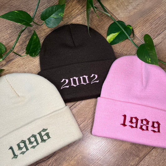 Custom Year Embroidered Knitted Hat Beanie