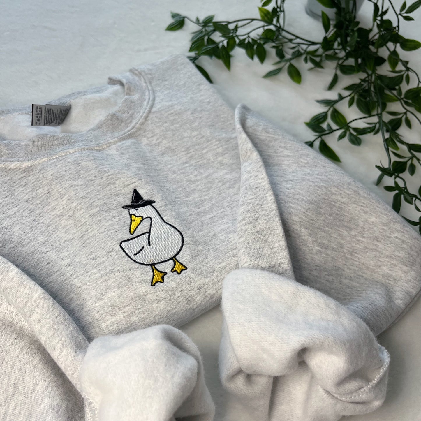 Witch Goose Halloween Embroidered Crewneck Sweatshirt