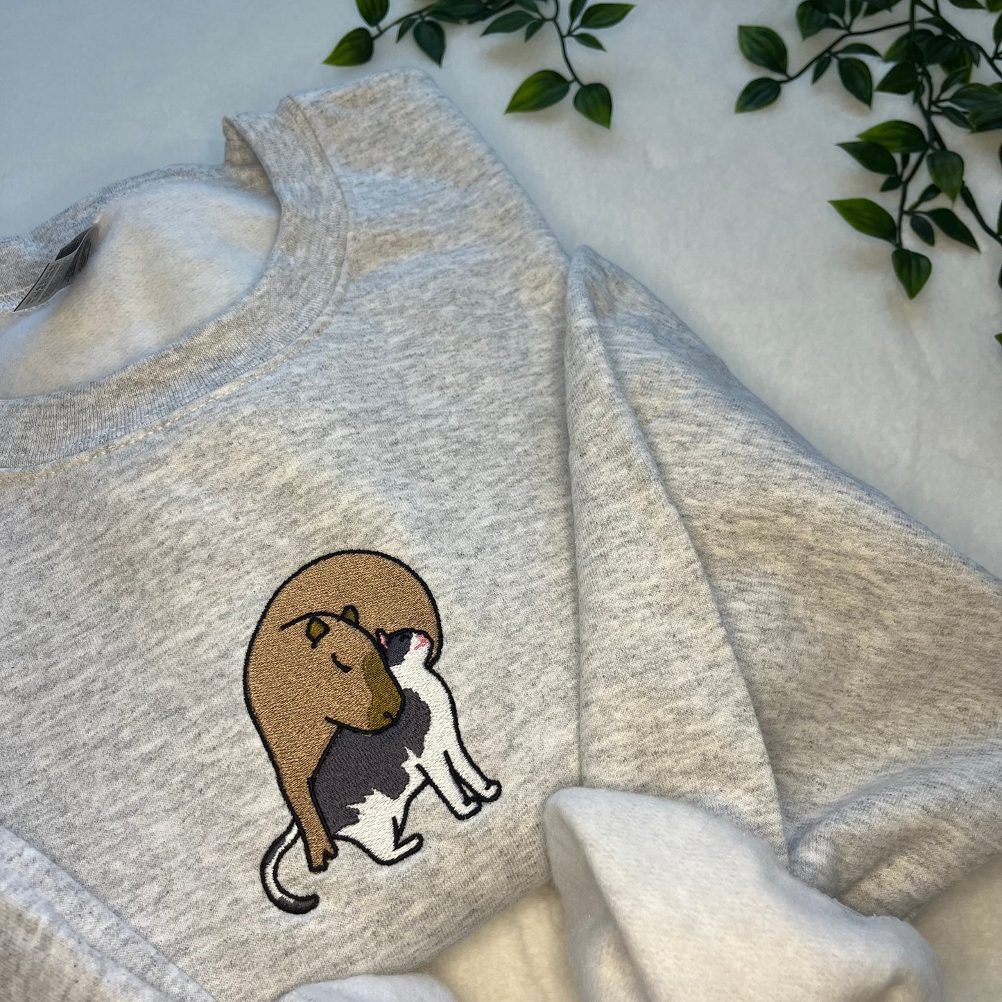 Capybara Cat Embroidered Sweatshirt