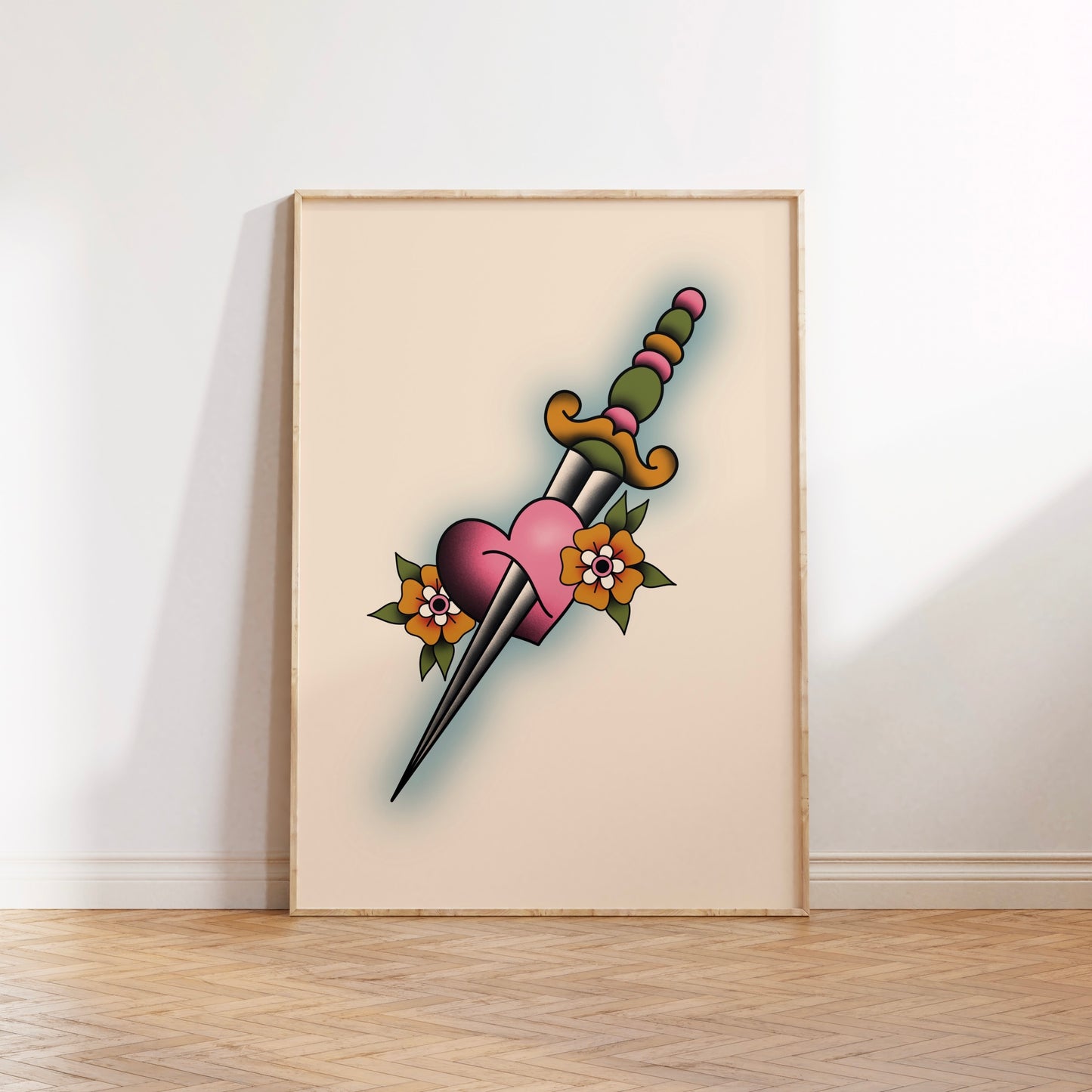 Valentine’s Dagger Traditional Tattoo Print Poster
