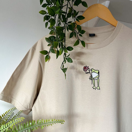 Flower Frog Embroidered T-shirt