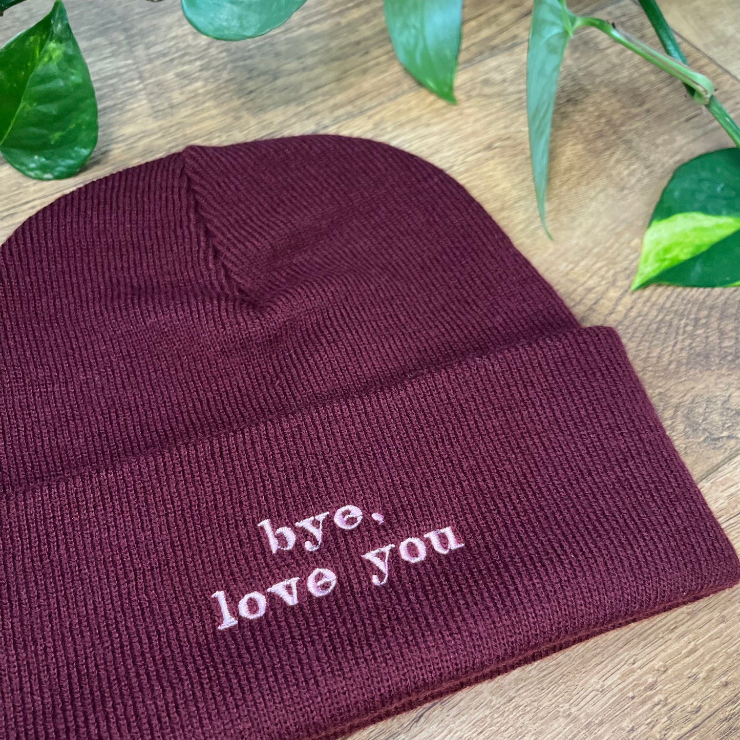 Bye, love you Embroidered Knitted Hat Beanie