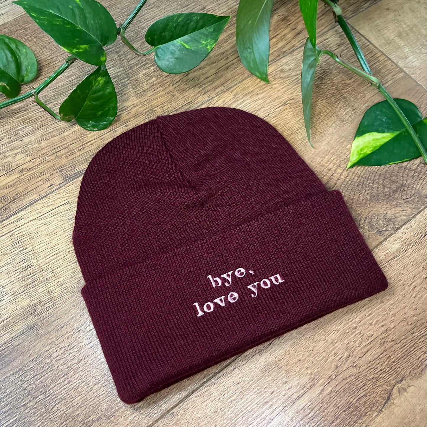 Bye, love you Embroidered Knitted Hat Beanie
