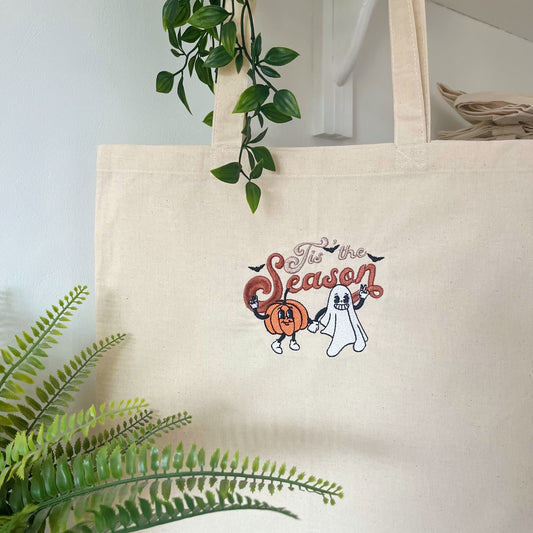 Tis' the Season Halloween Embroidered Tote Bag