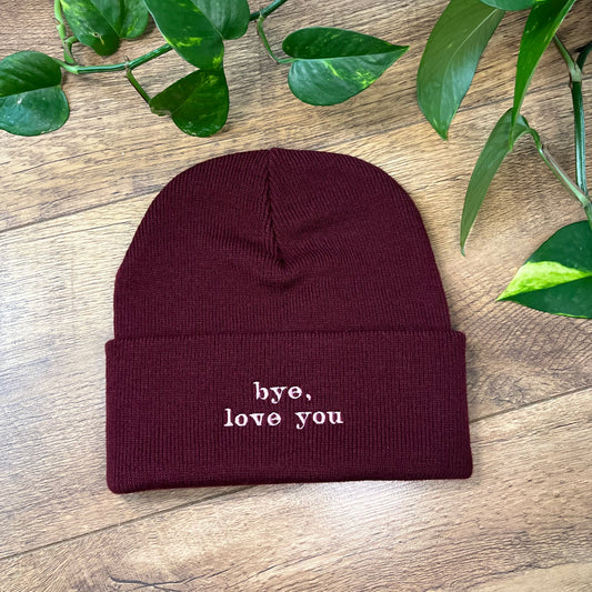 Bye, love you Embroidered Knitted Hat Beanie